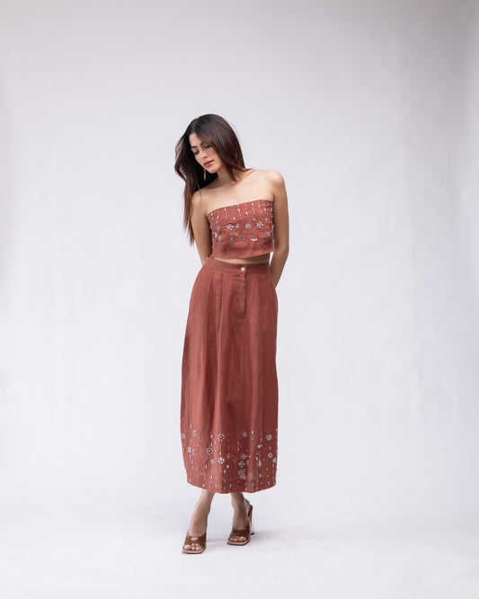 100% linen backless top with embellishing