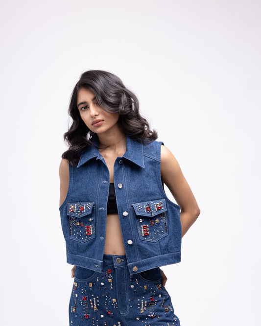 Sleeveless denim jacket