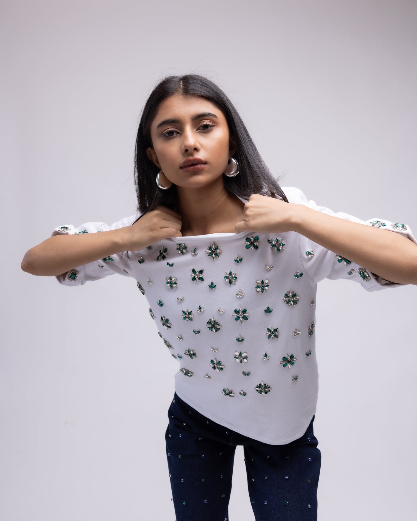 Multi-colour embellished t-shirt