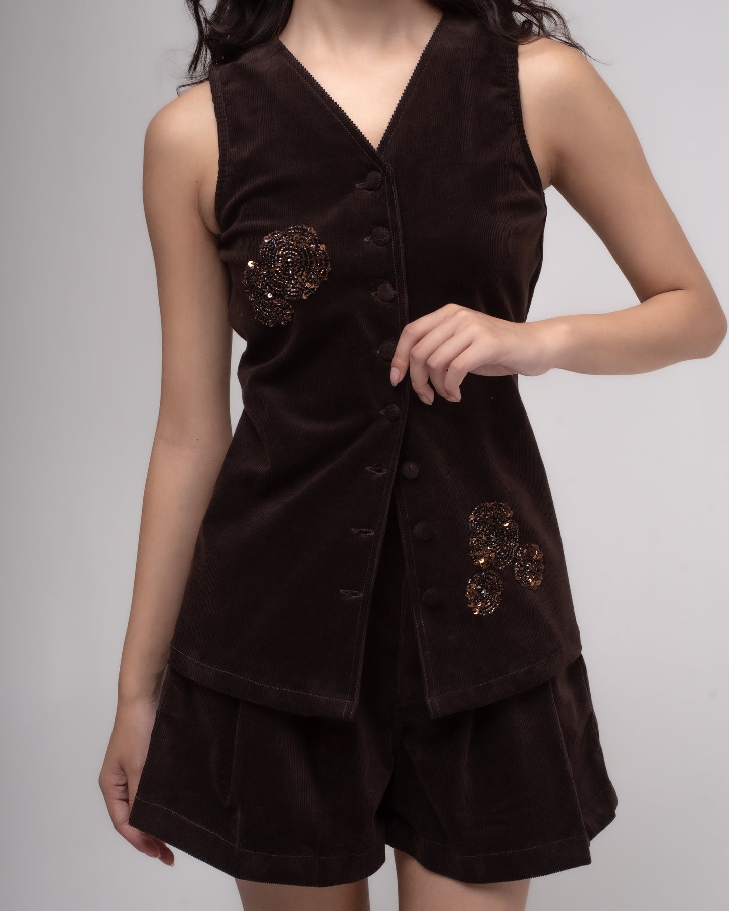 Embellished corduroy waistcoat